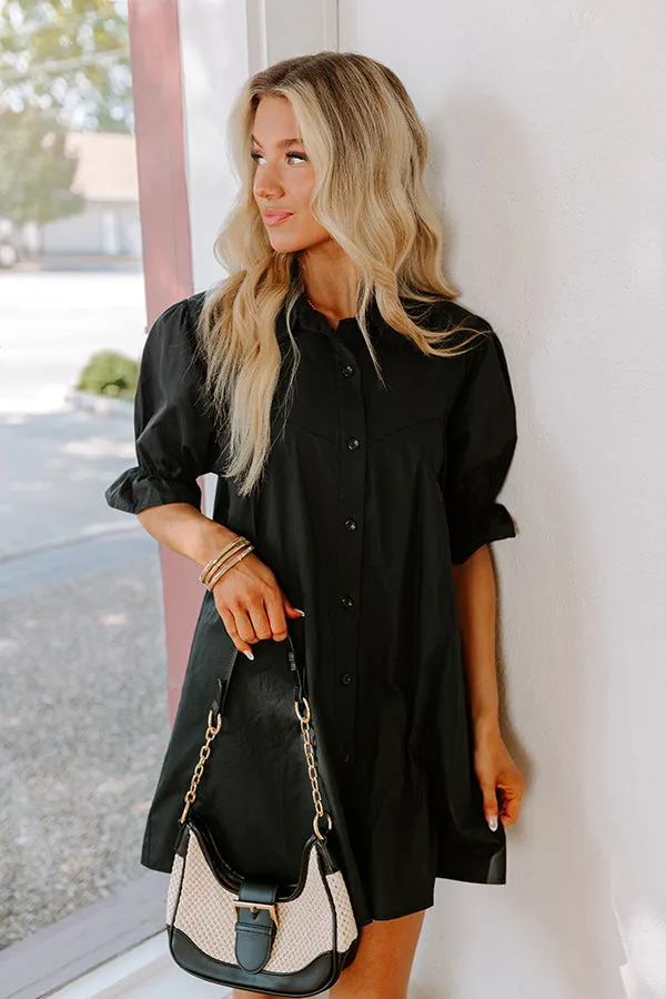 Mimosa Social Hour Button Down Mini Dress in Black sold by Impressions product image thumbnail 2