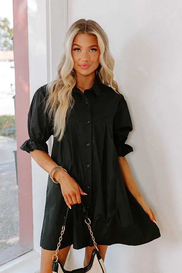 Mimosa Social Hour Button Down Mini Dress in Black sold by Impressions product image thumbnail 5