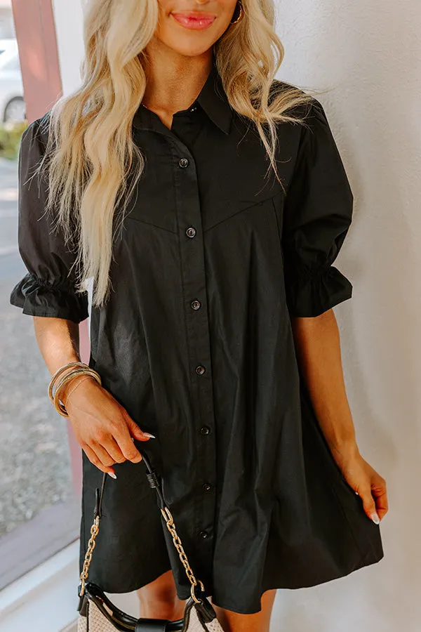 Mimosa Social Hour Button Down Mini Dress in Black sold by Impressions product image thumbnail 3