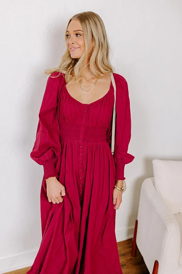 Sunset Views Button Down Midi in Wine sold by Impressions product image thumbnail 2