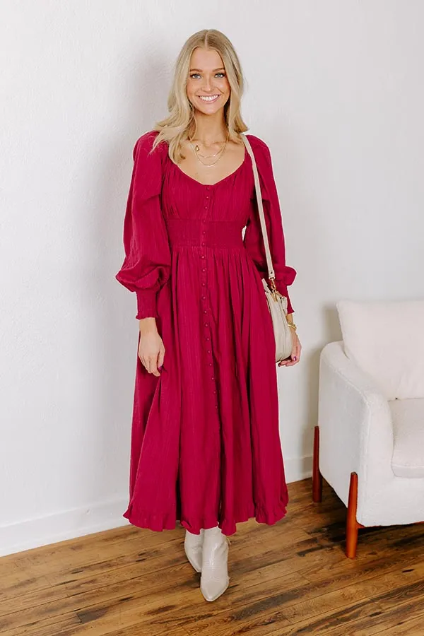 Sunset Views Button Down Midi in Wine sold by Impressions product image thumbnail 3