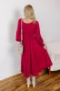 Sunset Views Button Down Midi in Wine sold by Impressions