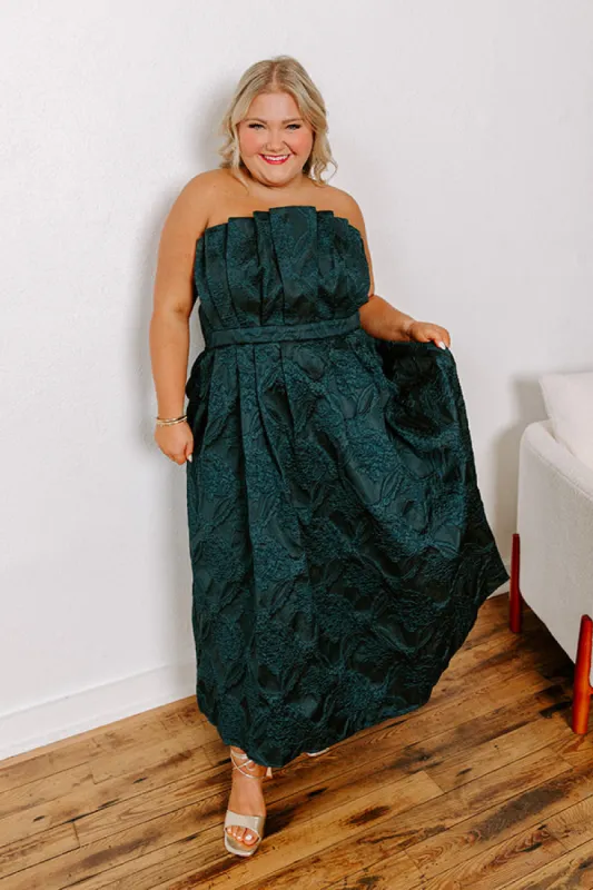 Night At The Gala Jacquard Midi in Dark Hunter Green Curves sold by Impressions