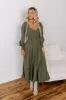Sunset Views Button Down Midi in Olive sold by Impressions