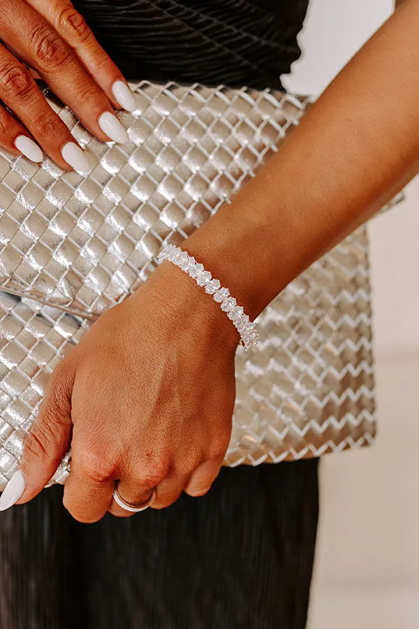 Cue The Sparkle Cubic Zirconia Cuff Bracelet in Silver sold by Impressions