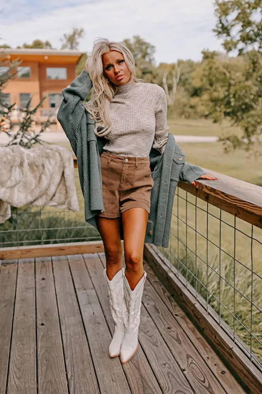 Vermont Views Ribbed Sweater Top in Warm Taupe sold by Impressions