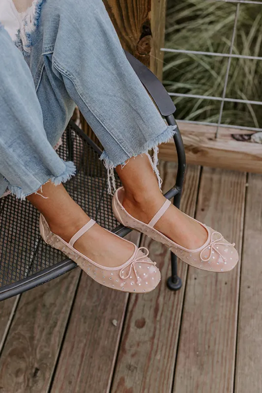The Ariel Rhinestone Embellished Flat in Natural sold by Impressions