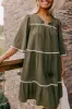 Simply Lovely Tiered Mini Dress in Olive sold by Impressions
