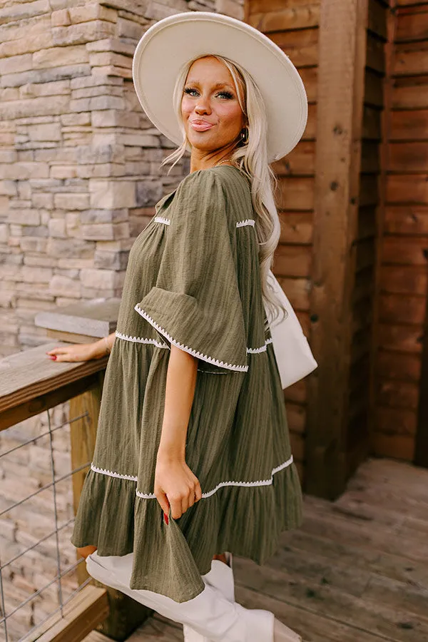 Simply Lovely Tiered Mini Dress in Olive sold by Impressions product image thumbnail 4