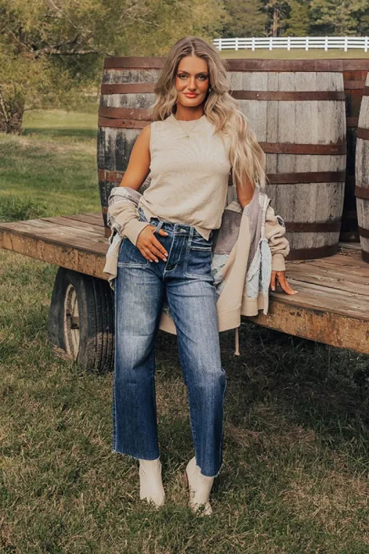 The Penny High Waist Wide Leg Jean in Dark Wash sold by Impressions