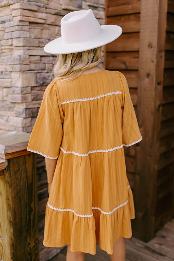 Simply Lovely Tiered Mini Dress in Mustard sold by Impressions product image thumbnail 5
