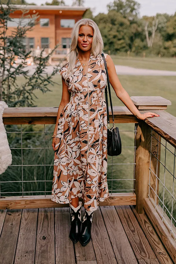 Winery Welcome Floral Midi in Camel sold by Impressions