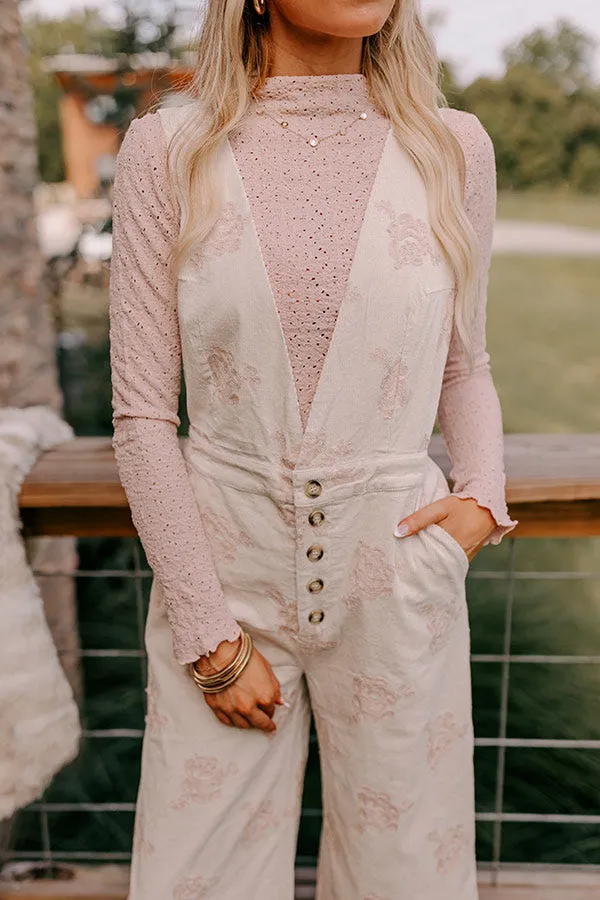 Soho Sleek Embroidered Corduroy Jumpsuit in Cream sold by Impressions product image thumbnail 4