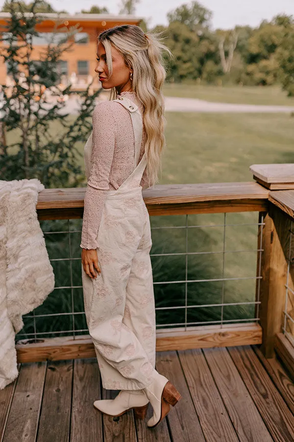 Soho Sleek Embroidered Corduroy Jumpsuit in Cream sold by Impressions product image thumbnail 5