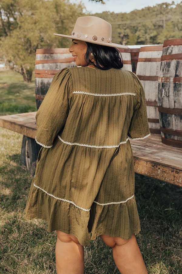 Simply Lovely Tiered Mini Dress in Olive Curves sold by Impressions product image thumbnail 3