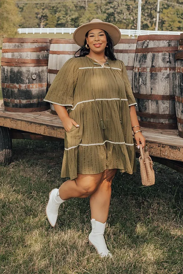 Simply Lovely Tiered Mini Dress in Olive Curves sold by Impressions product image thumbnail 4