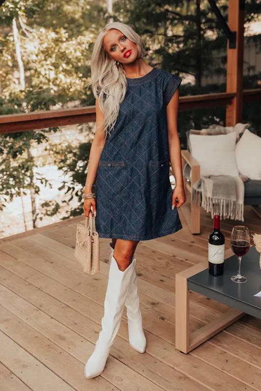 Metropolitan Muse Denim Mini Dress in Dark Wash sold by Impressions