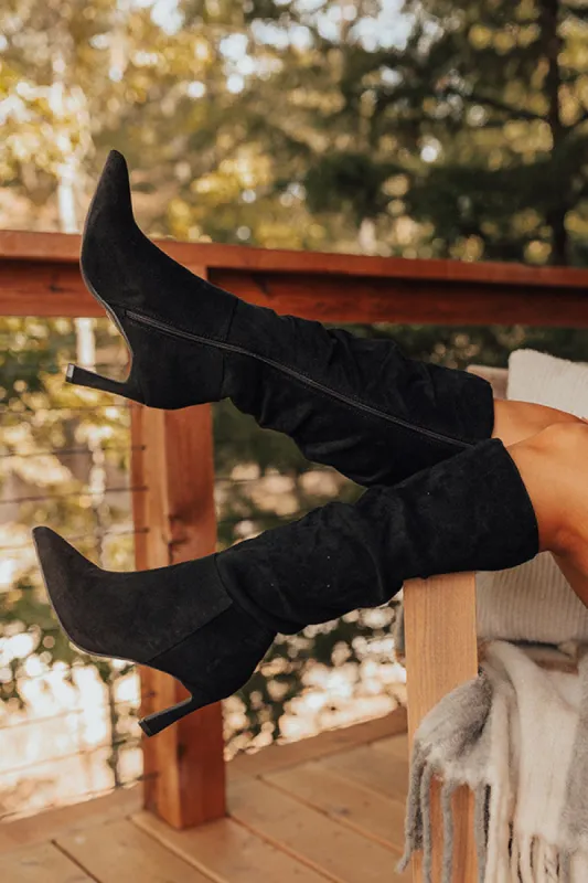 The Alice Faux Suede Knee High Boot in Black sold by Impressions