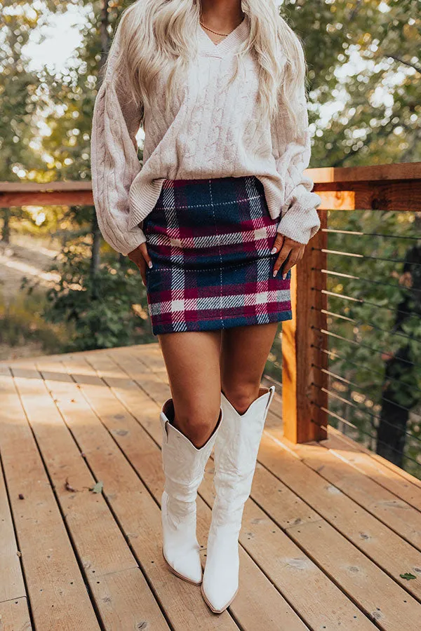 The Hadley High Waist Plaid Skirt in Navy sold by Impressions product image thumbnail 5