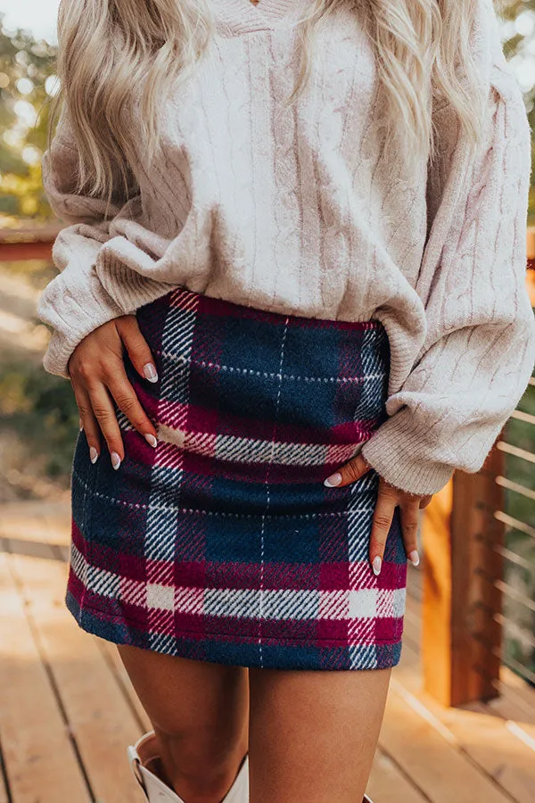 The Hadley High Waist Plaid Skirt in Navy sold by Impressions product image thumbnail 2