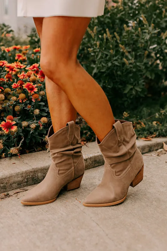 The Emerson Faux Nubuck Cowboy Boot in Dark Taupe sold by Impressions