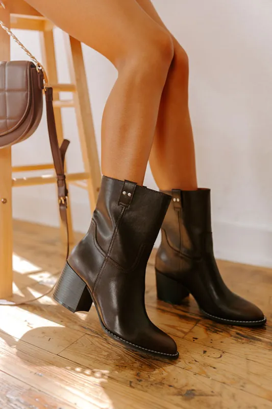 The Juniper Faux Leather Boot in Dark Chestnut sold by Impressions