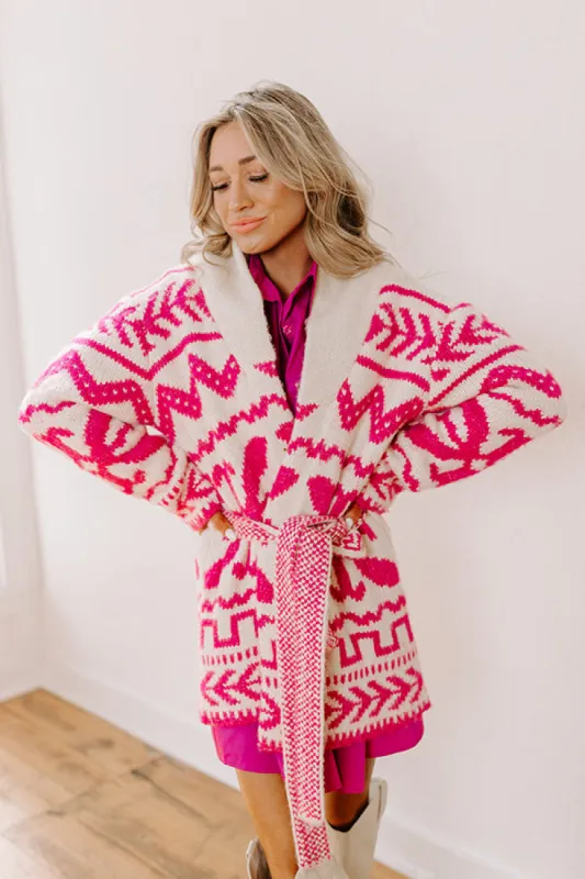 Cabin Cozy Knit Cardigan in Pink sold by Impressions