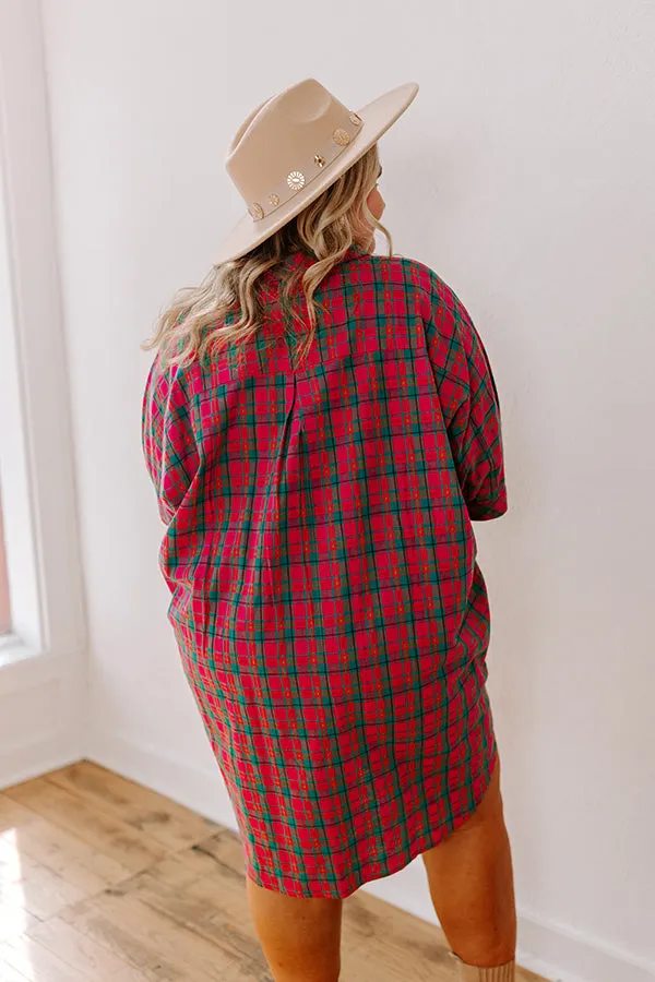 Cider Sippin' Oversized Plaid Mini Dress in Pink Curves sold by Impressions product image thumbnail 5