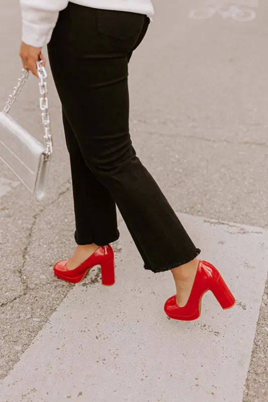 The Caroline Patent Heel in Red sold by Impressions