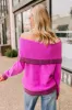 Chic Moment Off Shoulder Knit Sweater in Violet sold by Impressions