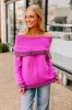 Chic Moment Off Shoulder Knit Sweater in Violet sold by Impressions