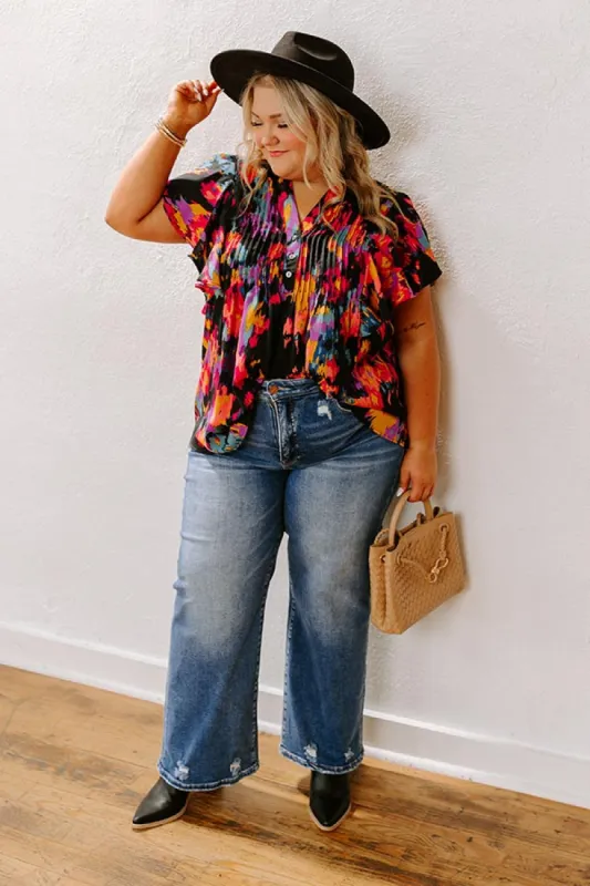 RISEN Paisley High Waist Wide Leg Jean Curves sold by Impressions