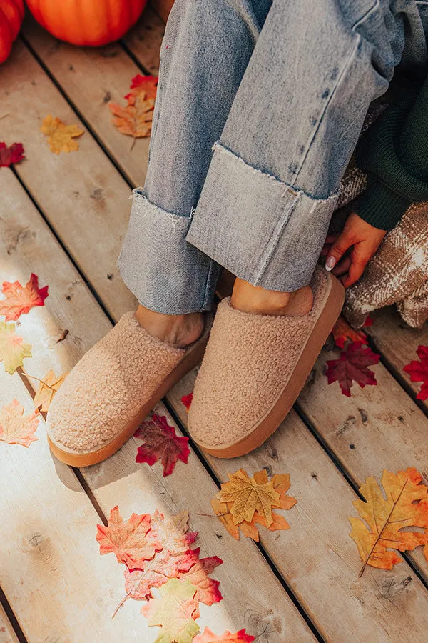 The Serenity Sherpa Platform Slipper in Iced Latte sold by Impressions