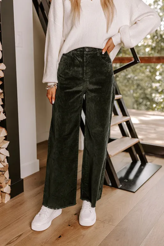 The Madelyn High Waist Corduroy Pants in Hunter Green sold by Impressions