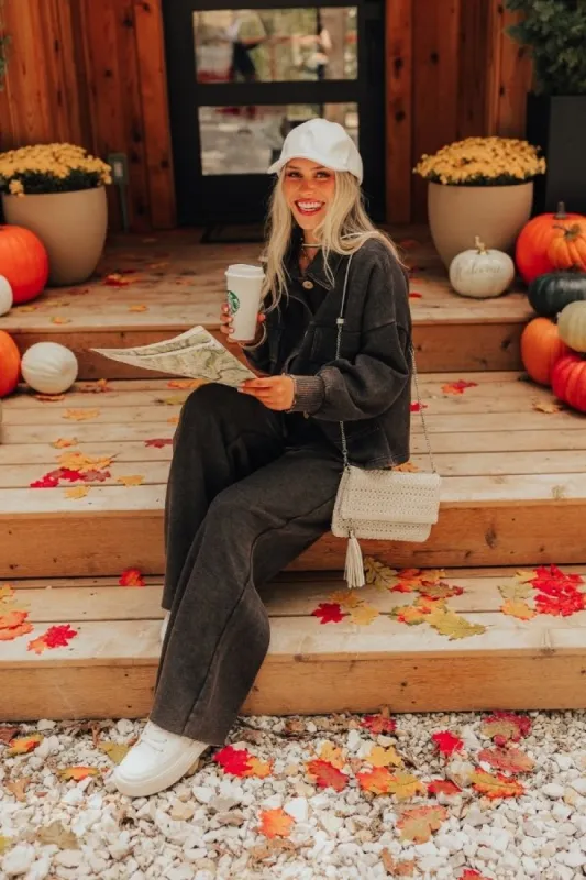 Cozy Daydream High Waist Vintage Wash Pants in Vintage Black sold by Impressions