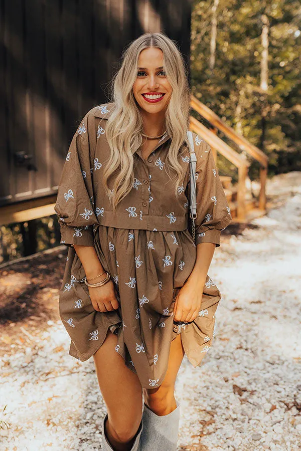 For The Love Of Bows Mini Dress in Mocha sold by Impressions product image thumbnail 3