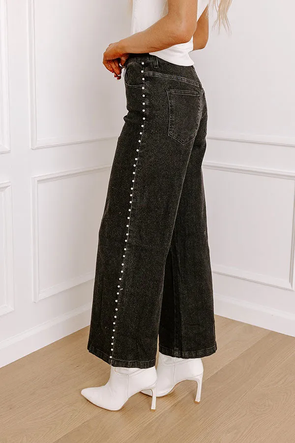 The Lorelai High Waist Pearl Embellished Jean in Black sold by Impressions product image thumbnail 4