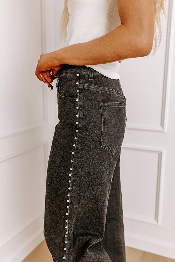 The Lorelai High Waist Pearl Embellished Jean in Black sold by Impressions product image thumbnail 5