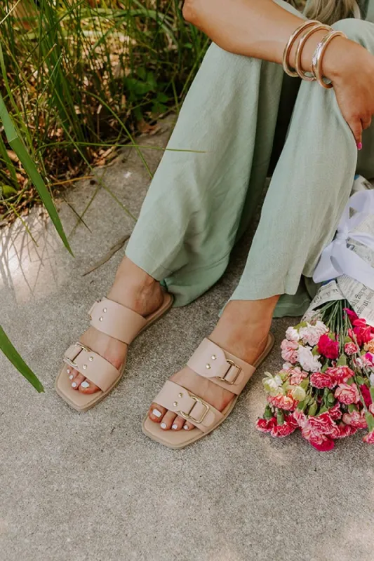 The Bella Faux Leather Sandal In Iced Latte sold by Impressions