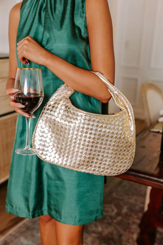 Shine Bright Woven Metallic Purse in Gold sold by Impressions