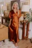 Gala Moment Satin Maxi Dress in Dark Rust sold by Impressions
