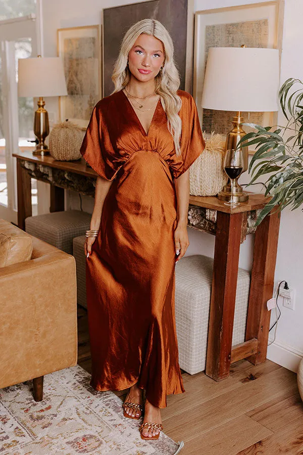 Gala Moment Satin Maxi Dress in Dark Rust sold by Impressions product image thumbnail 5