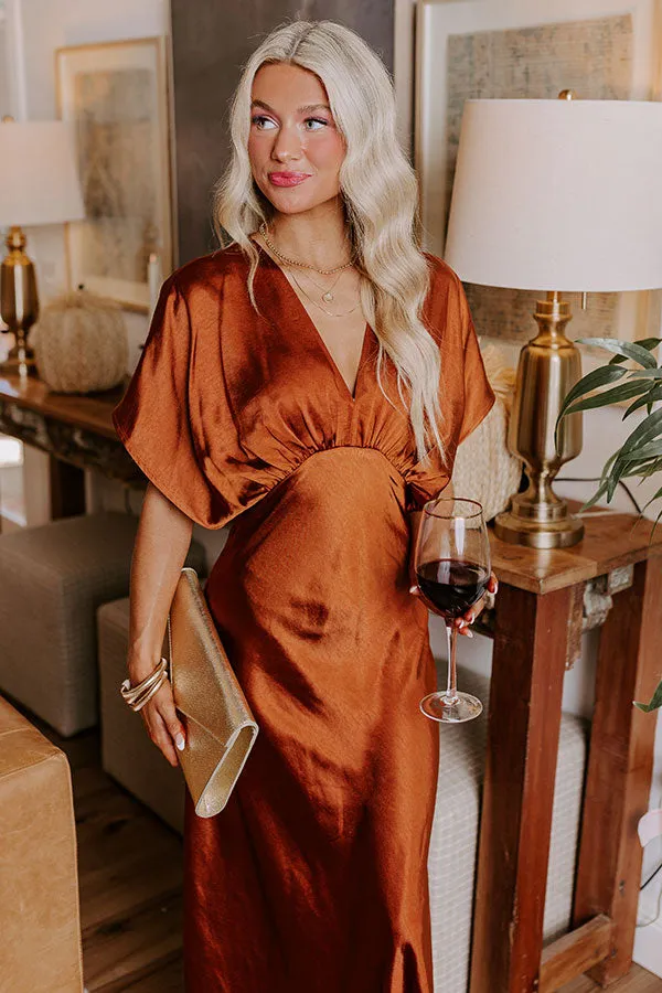 Gala Moment Satin Maxi Dress in Dark Rust sold by Impressions product image thumbnail 2