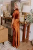Gala Moment Satin Maxi Dress in Dark Rust sold by Impressions