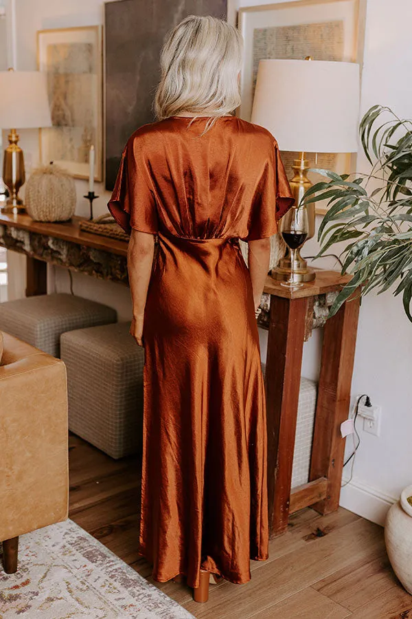 Gala Moment Satin Maxi Dress in Dark Rust sold by Impressions product image thumbnail 4