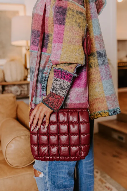 Park Avenue Cutie Faux Leather Quilted Purse in Wine sold by Impressions