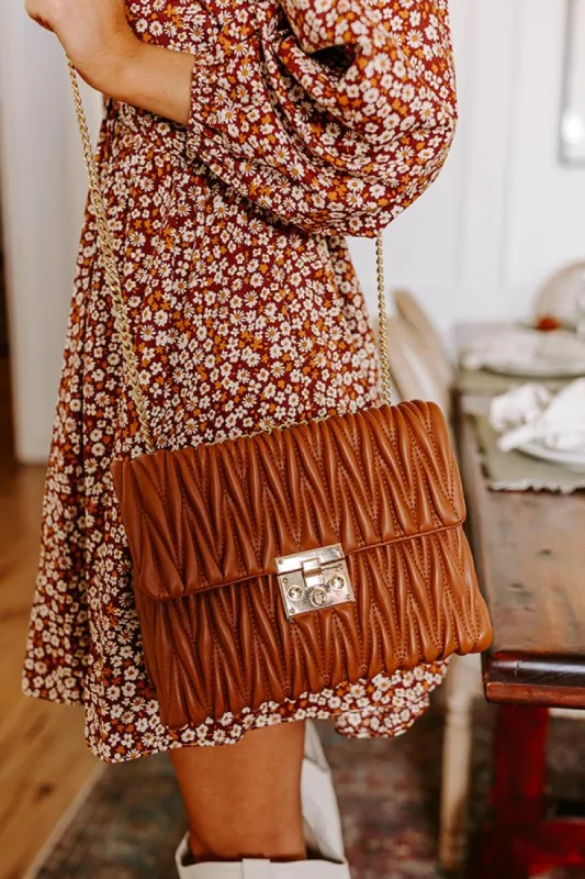 Fifth Avenue Stroll Faux Leather Purse in Camel sold by Impressions