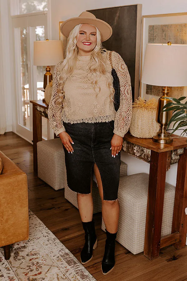 It's In The Details Crochet Top in Beige Curves sold by Impressions