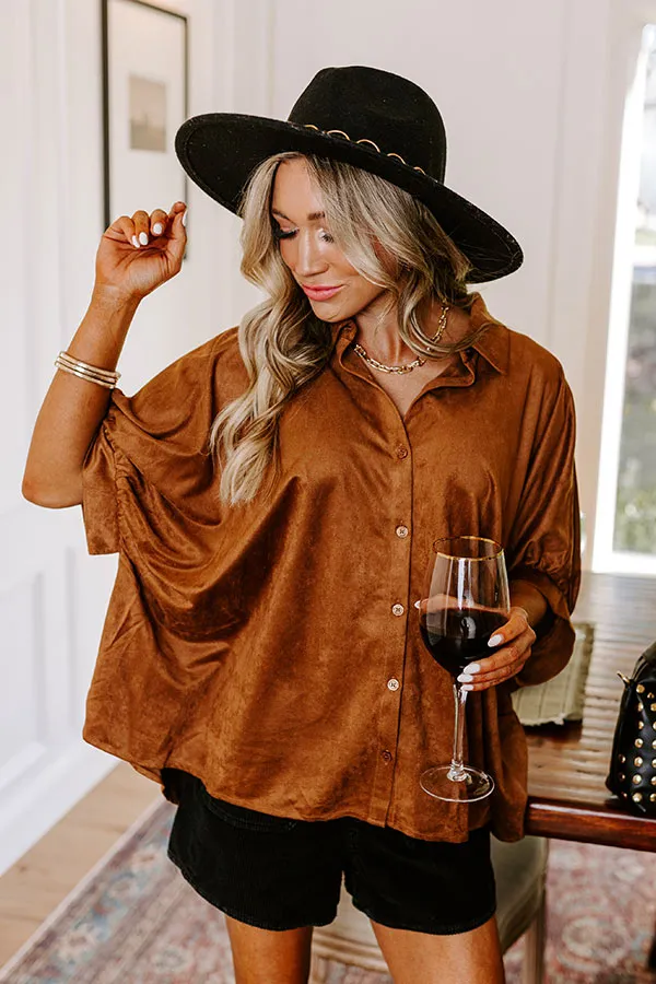 Social Gathering Faux Suede Button Up sold by Impressions