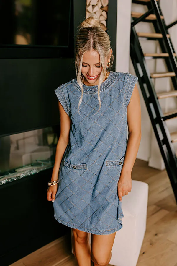 Metropolitan Muse Denim Mini Dress in Medium Wash sold by Impressions